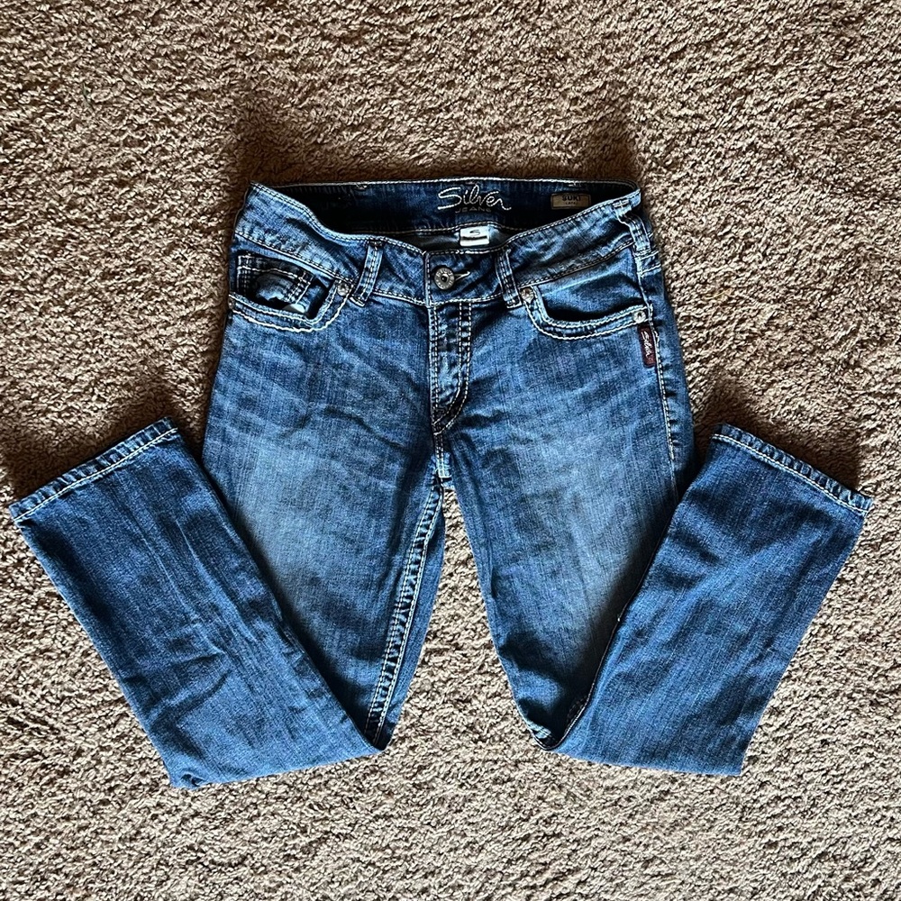 Silver Jeans Co Suki Mid Capri Blue Denim Women’s 30